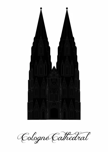 Illustration Dans Style Dessin Plat Sur Thème Cathédrale Cologne — Image vectorielle