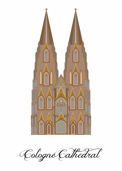 Illustration Style Flat Design Theme Cologne Cathedral — Stock Vector