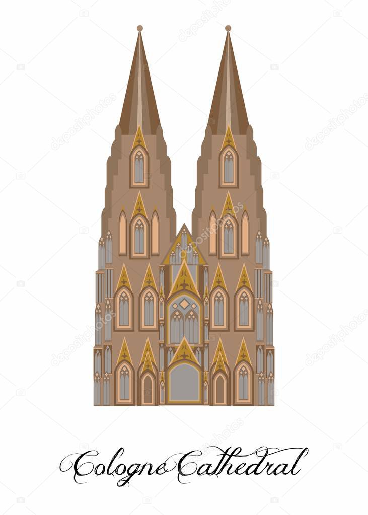 illustration in the style of a flat design on the theme of the Cologne Cathedral.