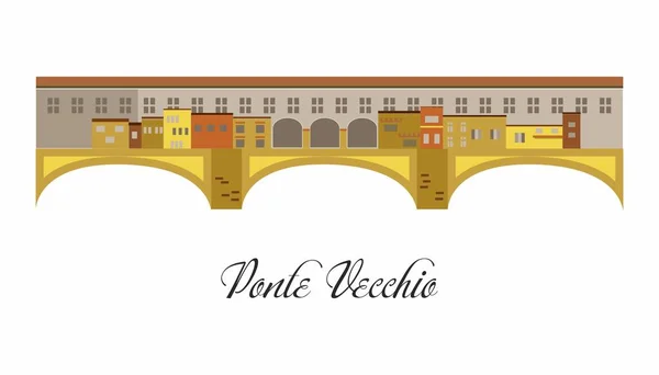 Illustration Style Flat Design Theme Ponte Vecchio — Stock Vector