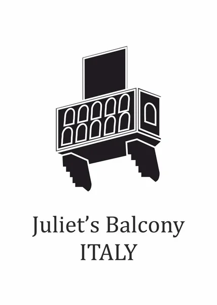 Illustration Stil Platt Design Temat Juliets Balkong — Stock vektor