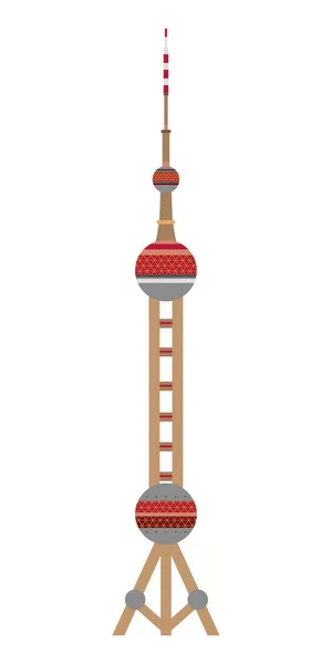 Illustration Stil Platt Design Temat Oriental Pearl Tower — Stock vektor
