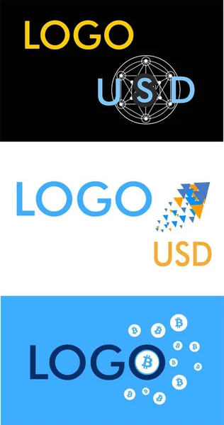 Conjunto Logotipos Estilo Diseño Plano Para Moneda Criptomoneda — Vector de stock