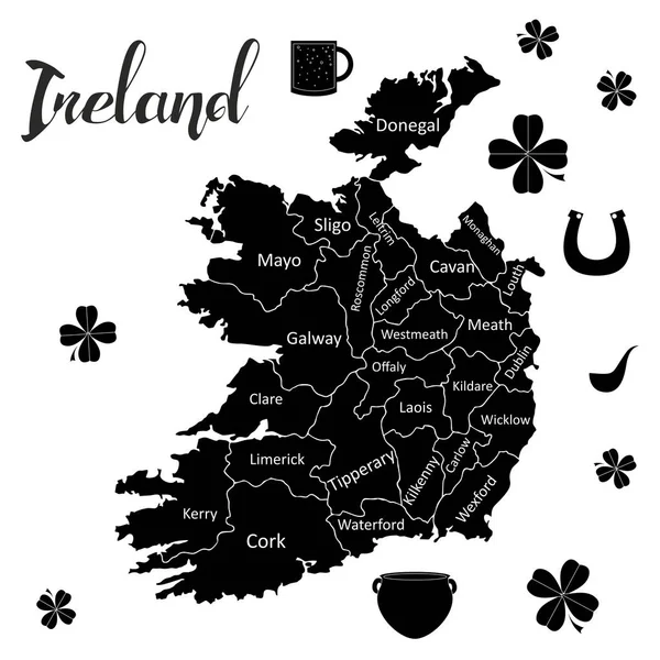 Illustrazione Stile Progettazione Dei Materiali Con Mappa Geografica Dell Irlanda — Vettoriale Stock