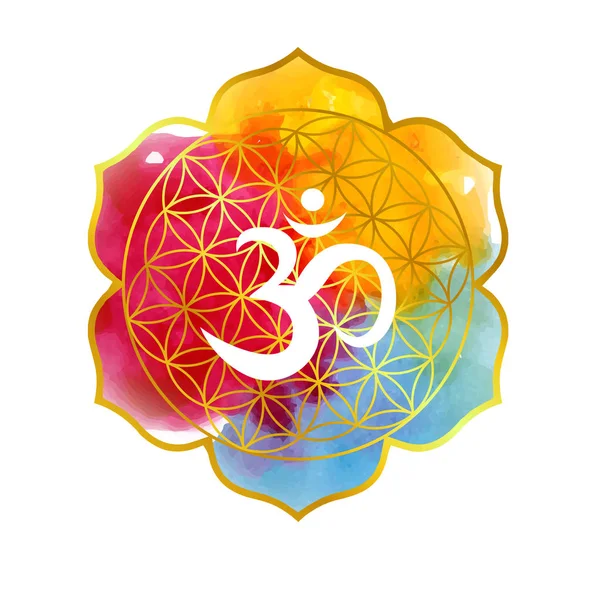 Ilustración Con Mandala Sobre Tema Yoga Con Aum — Vector de stock