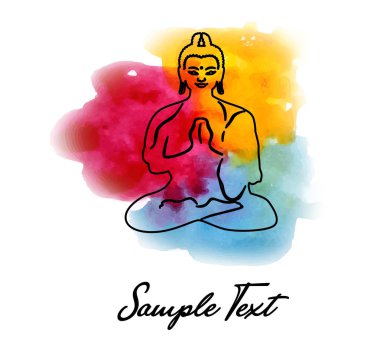 yoga Tema suluboya ile Budha illüstrasyon.