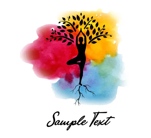 yoga Tema suluboya adamla illüstrasyon.