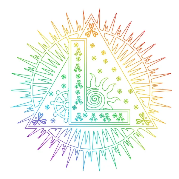 Illustration Mandala Color Rainbow Theme Sun Letter — Stock Vector