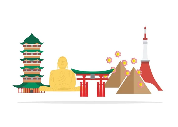 Ilustração Japão País Estilo Design Material — Vetor de Stock