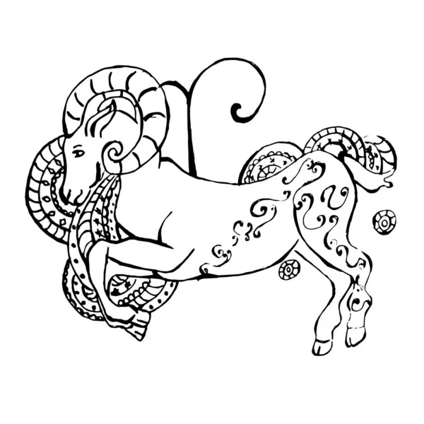 Illust Una Hermosa Imagen Con Signo Del Zodíaco Aries — Vector de stock