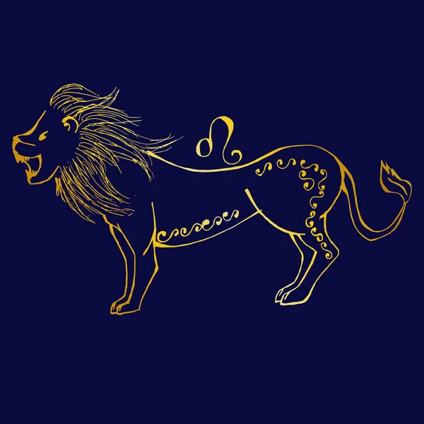 Illustration Ein Schönes Bild Mit Dem Tierkreiszeichen Löwe — Stockvektor
