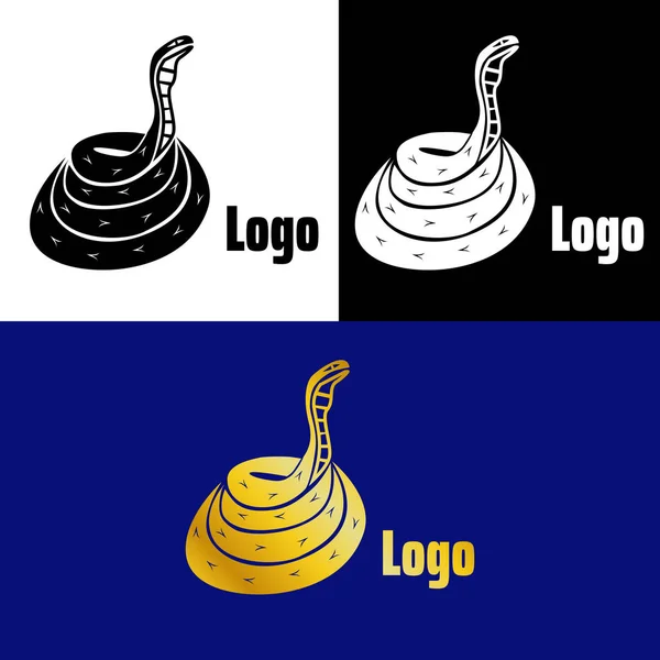 Hermoso Logo Sobre Tema Los Animales Con Una Hermosa Serpiente — Vector de stock