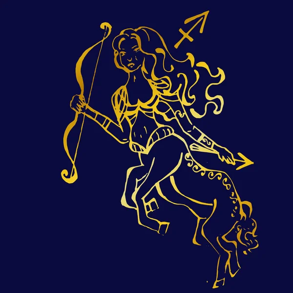 Ilustracja Piękny Obraz Znakiem Zodiaku Strzelec — Wektor stockowy