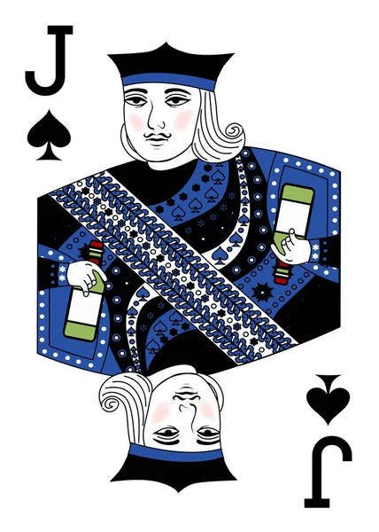 Την Απεικόνιση Την Κάρτα Παιχνιδιού Jack Και Μπουκάλι — Διανυσματικό Αρχείο