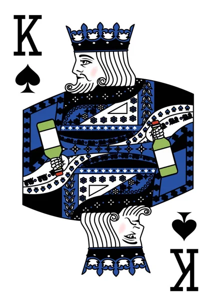 bir kral ve yeşil bir şişe ile alkol teması üzerine Illustration