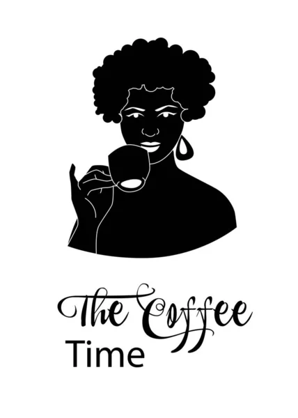 Иллюстрация Портретом Красивой Женщины Кофе — стоковый вектор