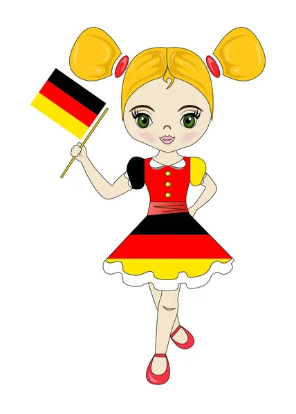 Ilustración Retrato Una Hermosa Encantadora Chica Alemania — Vector de stock