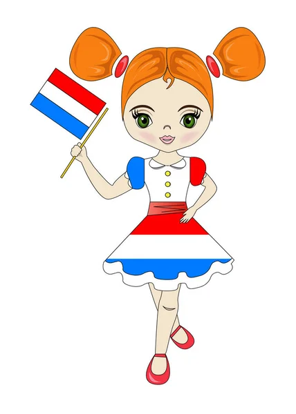 Illustration Portrait Une Belle Belle Fille Des Pays Bas — Image vectorielle