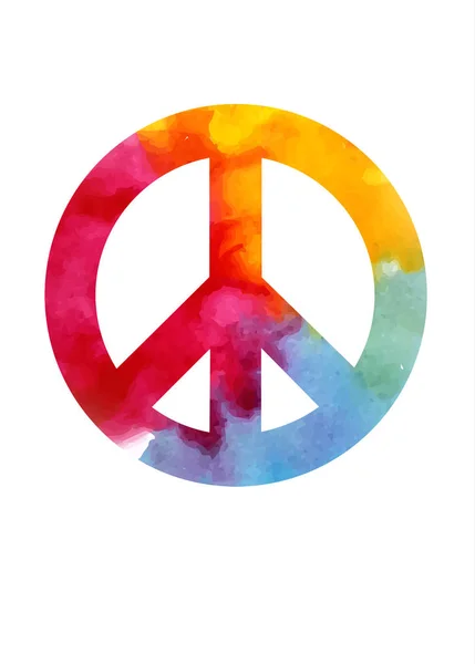 Illustration Peace Sign Color Style Watercolor — Stock Vector