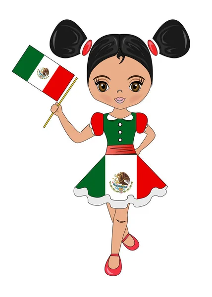 Ilustración Retrato Una Hermosa Encantadora Chica Del México — Vector de stock