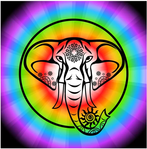 Ilustración Mandala Con Hermoso Elefante Sobre Tema Del Yoga — Vector de stock