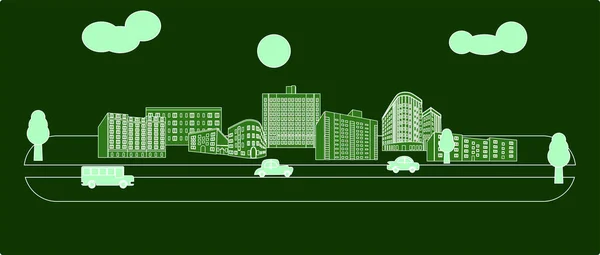 Ilustración Estilo Diseño Plano Sobre Tema Del Paisaje Urbano — Archivo Imágenes Vectoriales