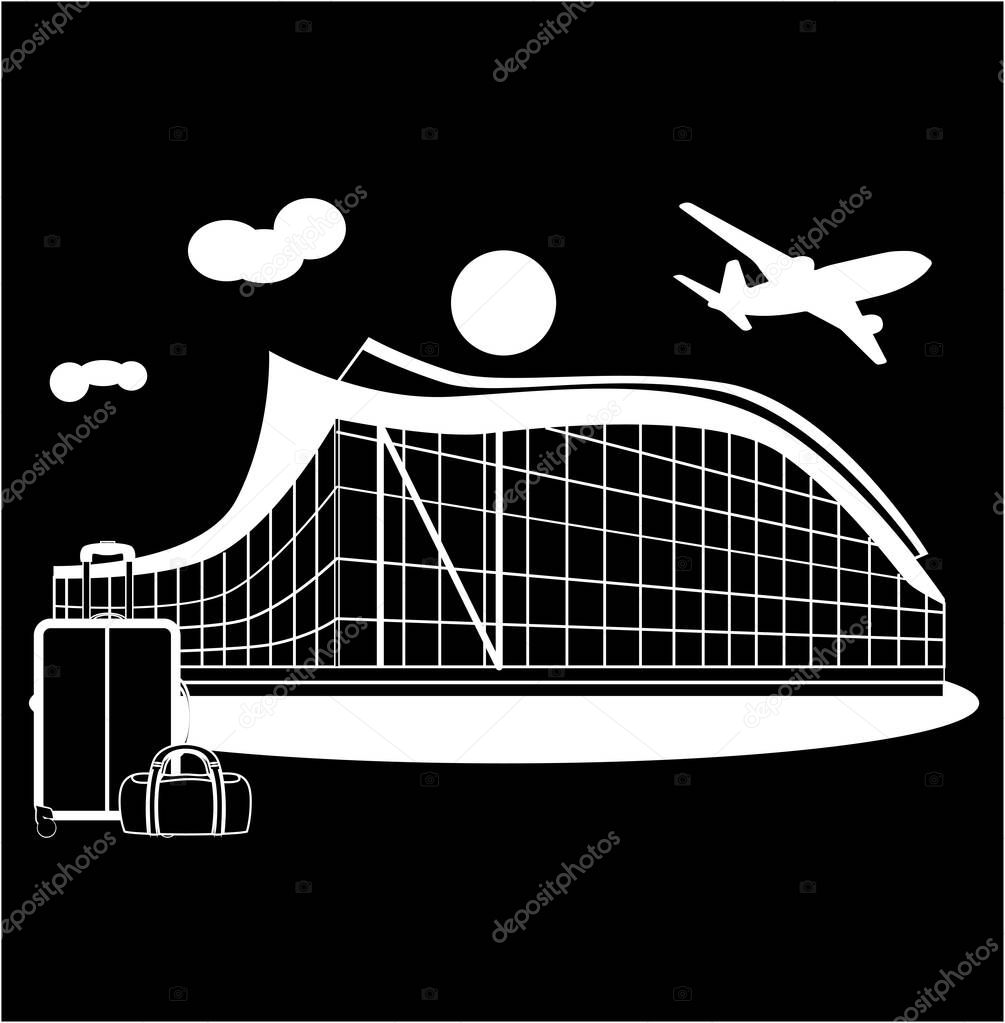 illustration in the style of a flat design on the theme of travel and airports.