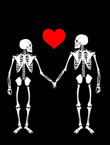 Illustration Two Skeletons Love Theme Love Relationships — Stock Vector
