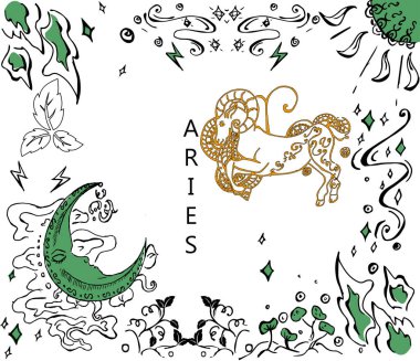 Çizim - zodyak işareti el çizimi stili.