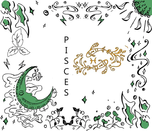 Illustration Signe Zodiaque Style Dessiné Main — Image vectorielle