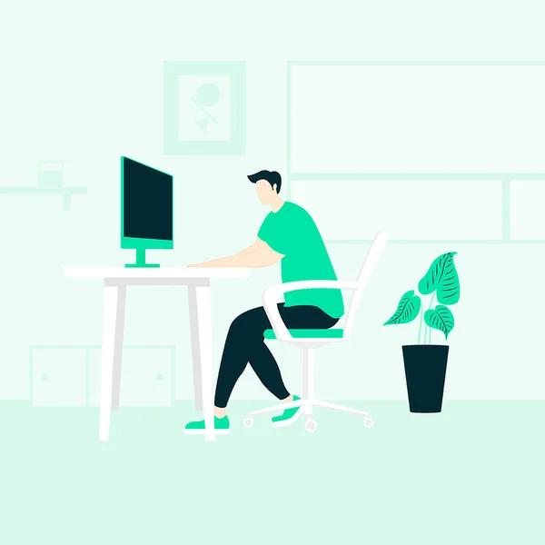 Evden çalışan kişi vektörü, ofiste çalışan kişi vektörü