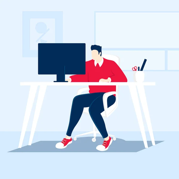 Evden çalışan kişi vektörü, ofiste çalışan kişi vektörü