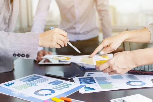 Close Team Business People Discussing Financial Plan Office — Stock Photo, Image