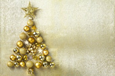 Noel ağacı önemsiz şey dekorasyon, altın arka plan yaptı