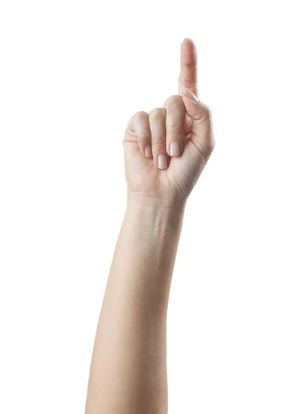 Vrouw hand met de wijsvinger — Stockfoto