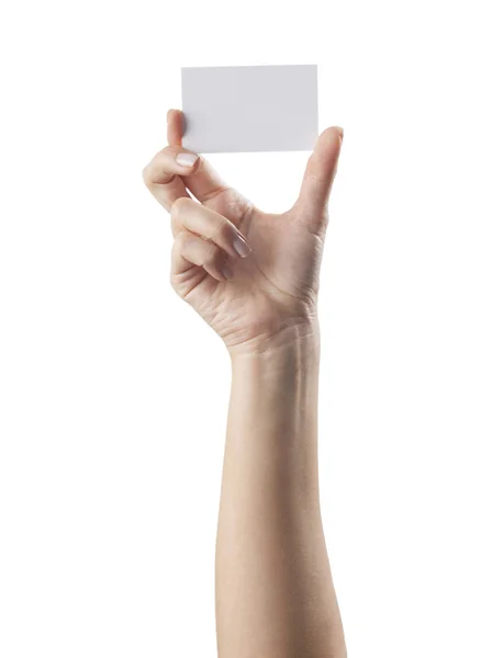 Blank card in hand — Stock Photo, Image