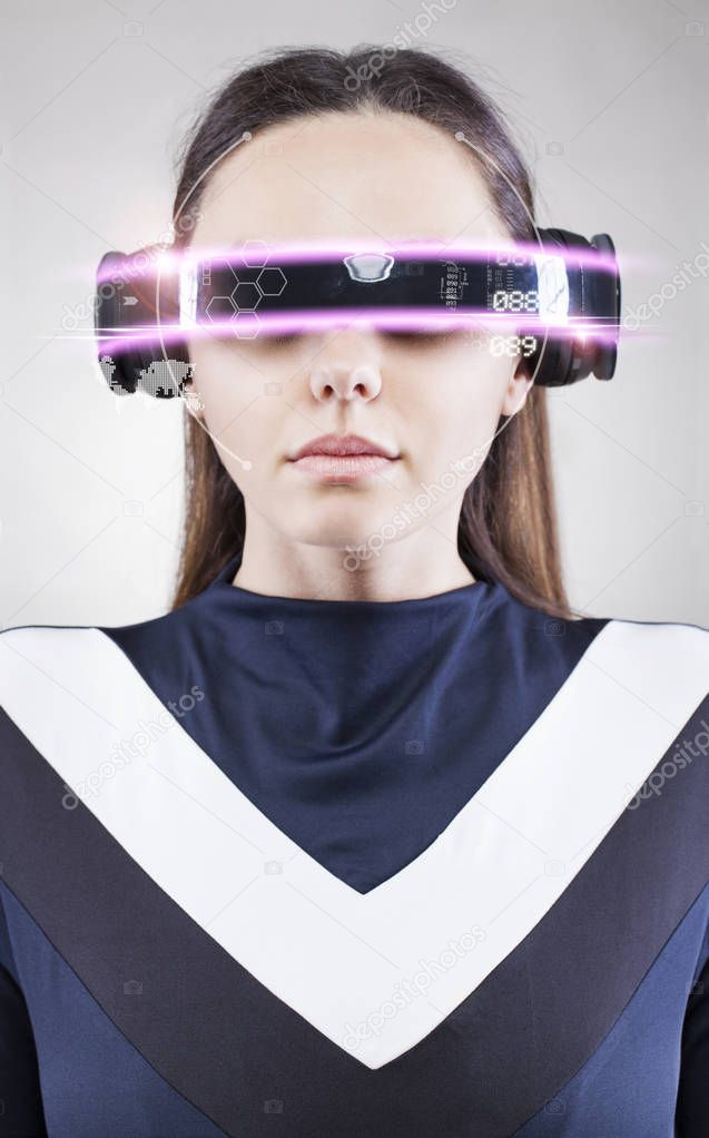 Woman with smart glasses