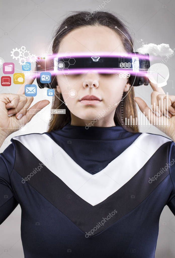 Woman with smart glasses
