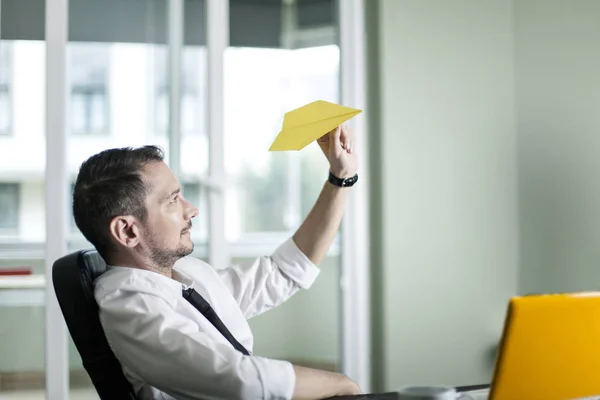 Businessman Throwing Paper Airplane — Stock Photo, Image