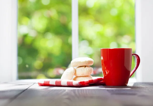 Morning coffee on the window — Stock Photo, Image