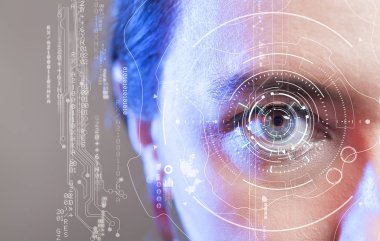 İnsan gözü ve grafik arayüzü. Akıllı giyilebilir teknoloji con