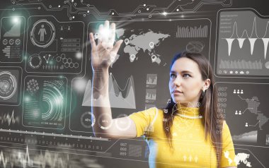 Fütüristik kullanıcı arabirimi konsepti. Grafik kullanıcı arabirimi. Hea