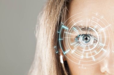 İnsan gözü ve grafik arayüzü. Akıllı giyilebilir teknoloji con