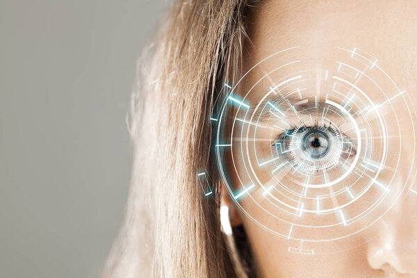 Human eye and graphical interface. Smart wearable technology con