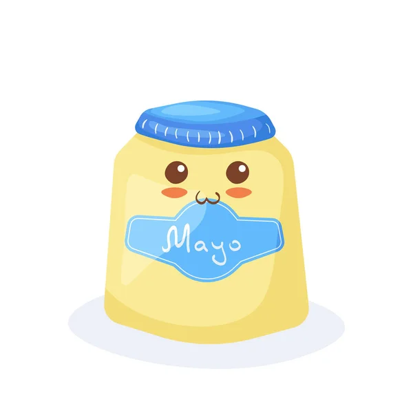 Illustration Vectorielle Kawaii Mayonnaise Jaune Isolée Sur Fond Blanc Mignon — Image vectorielle