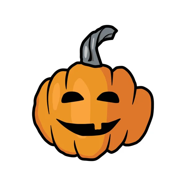 Gekritzelte Illustration Von Halloween Kürbisgesicht Lächelnder Halloween Kürbis Mit Einem — Stockvektor