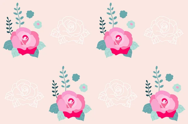 Pink Roses Seamless Pattern Floral Vintage Soft Textile Pattern Beautiful — Stock Vector
