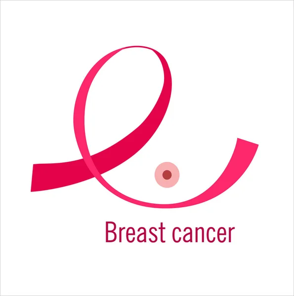Pink Ribbon Curve Shape Breast Breast Cancer Awareness Symbol Vector — Stock Vector