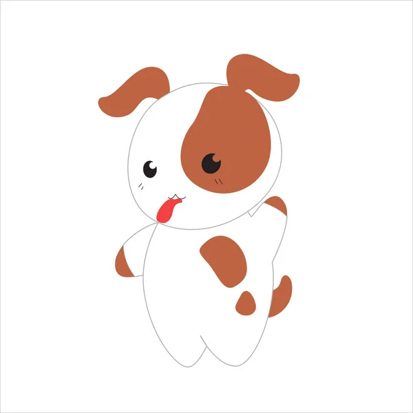 可爱的病媒小狗 在孤立的白色背景上的狗 卡瓦风格的卡通人物 供儿童房 印刷品 海报或贺卡用的野生动物和宠物的甜蜜动物园 — 图库矢量图片