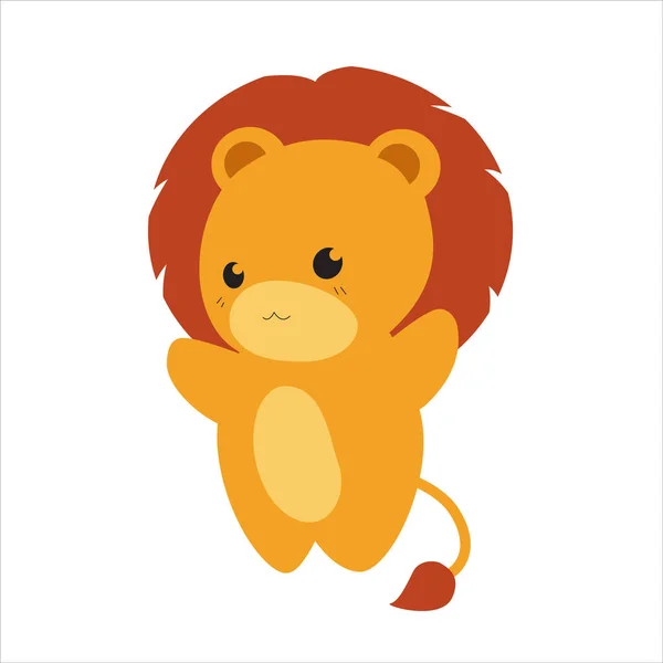 Netter Vektor Löwenjunges Auf Einem Isolierten Weißen Hintergrund Eine Zeichentrickfigur — Stockvektor